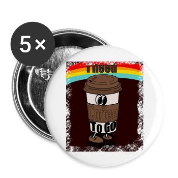 Coffe to go - Buttons large 2.2''/56 mm (5-pack) - white - Front