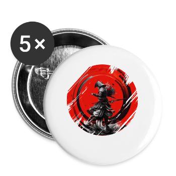 Samurai Japan Kultur - Buttons groß 56 mm (5er Pack) - Weiß - Vorne