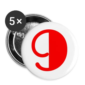 9. 9 ANS. 9e ANNIVERSAIRE. ANNIVERSAIRE 9 ANS - Lot de 5 grands badges (56 mm) - blanc - Devant