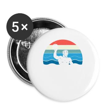 Retro Wasserball Spieler Vintage Wasserball Fan - Buttons groß 56 mm (5er Pack) - Weiß - Vorne
