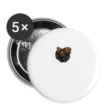 Brahma Hühner I Chicken Geflügel Motiv für - Buttons groß 56 mm (5er Pack) - Weiß - Vorne