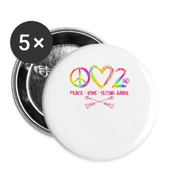 Tie-dye Peace Love Second 2. Klasse Cute School - Buttons groß 56 mm (5er Pack) - Weiß - Vorne