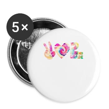 Tie-dye Peace Love Second 2nd Grade Cute School - Buttons large 2.2''/56 mm (5-pack) - white - Front