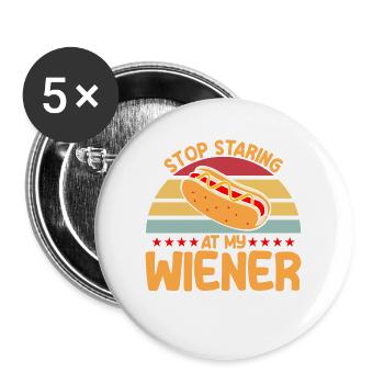 Stop staring at my sausage Hot Dog Geschen - Buttons large 2.2''/56 mm (5-pack) - white - Front