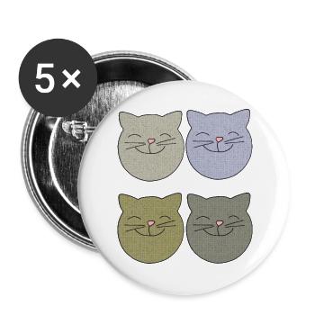 katzen 4er pack - Buttons groß 56 mm (5er Pack) - Weiß - Vorne