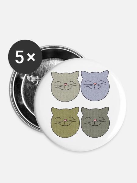 katzen 4er pack - Buttons groß 56 mm (5er Pack) - Weiß