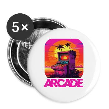 Arcade Gaming Retro Controller Play Game Over - Buttons groß 56 mm (5er Pack) - Weiß - Vorne