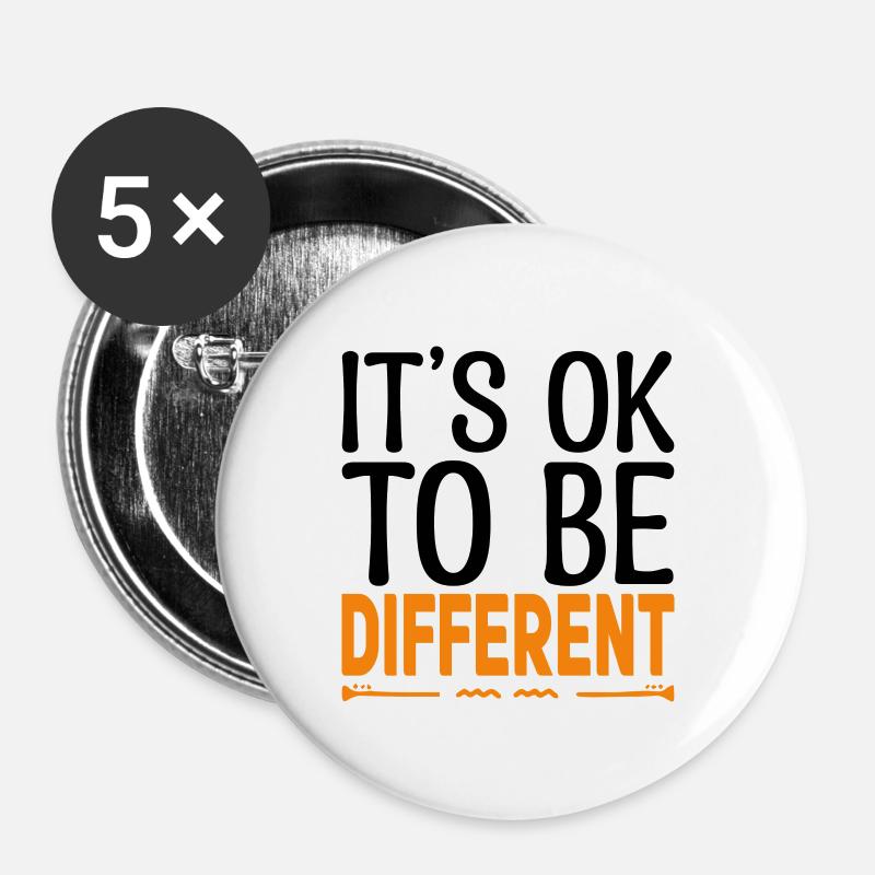 Its ok to be different. Motivational quotes. - Buttons large 2.2''/56 mm (5-pack) - white