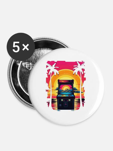 Pixel-Arcade-Controller Konsolenspieler-Abenteuer - Buttons groß 56 mm (5er Pack) - Weiß