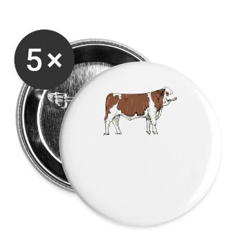Fleckvieh Ier - Lot de 5 grands badges (56 mm) - blanc - Devant