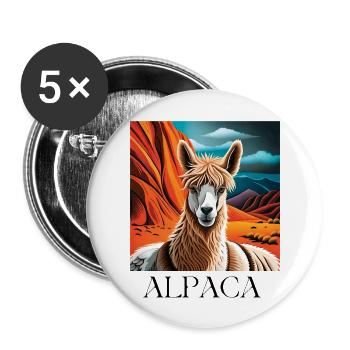 Alpaca - Buttons groß 56 mm (5er Pack) - Weiß - Vorne