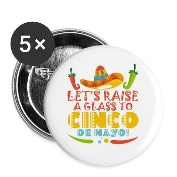 Cinco De Mayo Party Viva Mexico Cinco De Mayo Lehr - Lot de 5 grands badges (56 mm) - blanc - Devant