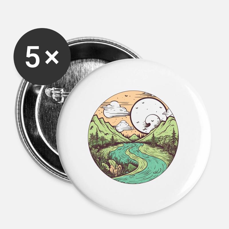 wonderful nature - Buttons large 2.2''/56 mm (5-pack) - white