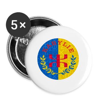 Drapeau Kabylie - écriture tifinagh - Lot de 5 grands badges (56 mm) - blanc - Devant