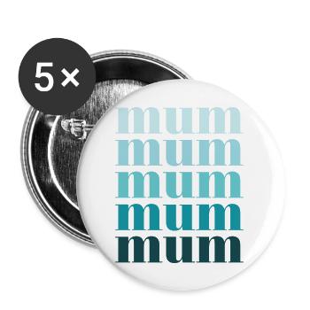 Mum turquoise - Buttons large 2.2''/56 mm (5-pack) - white - Front