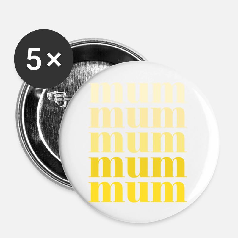 mum yellow - Buttons large 2.2''/56 mm (5-pack) - white