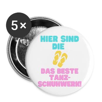 Hier sind die Flip-Flops das beste Tanzschuhwerk! - Buttons groß 56 mm (5er Pack) - Weiß - Vorne