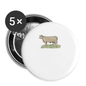 Charolais Rind I Frankreich Rinderzucht für - Buttons groß 56 mm (5er Pack) - Weiß - Vorne