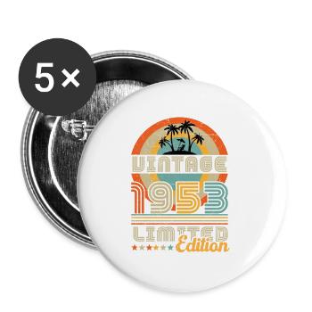 Vintage 1953 Birthday Gift 1953 - Buttons large 2.2''/56 mm (5-pack) - white - Front