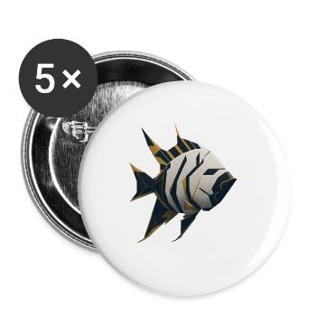 Geometrischer Fisch - Buttons groß 56 mm (5er Pack) - Weiß - Vorne