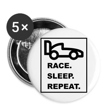 Design cool « Race Sleep Repeat » pour lui et elle - Lot de 5 grands badges (56 mm) - blanc - Devant