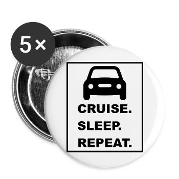 Design cool « Cruise Sleep Repeat » - Lot de 5 grands badges (56 mm) - blanc - Devant