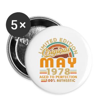 Vintage Nées En Mai 1978 Cadeau D'anniversaire - Lot de 5 grands badges (56 mm) - blanc - Devant