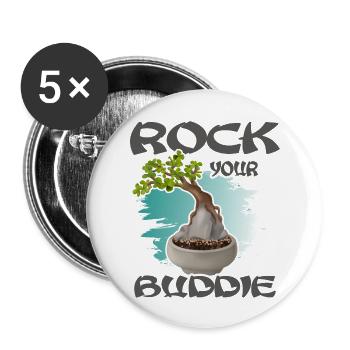 BONSAI tree on the stone Yamadori bonsai master - Buttons large 2.2''/56 mm (5-pack) - white - Front