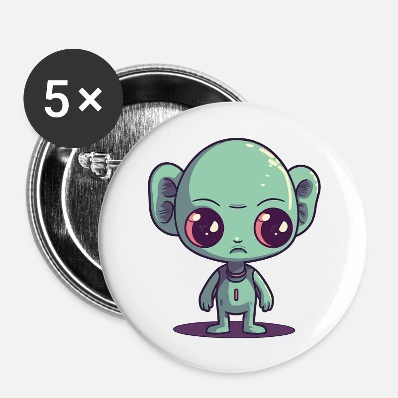 Alien - Buttons large 2.2''/56 mm (5-pack) - white