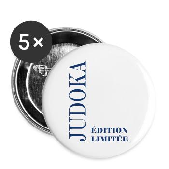 judoka - Lot de 5 grands badges (56 mm) - blanc - Devant