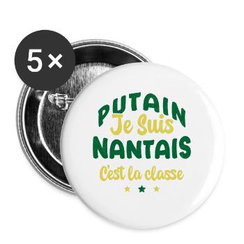 Je suis nantais c'est la classe - Lot de 5 grands badges (56 mm) - blanc - Devant