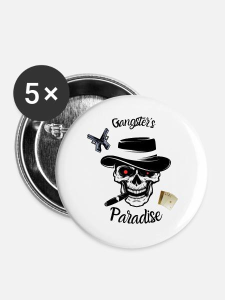 Gangster Paradise - Buttons groß 56 mm (5er Pack) - Weiß