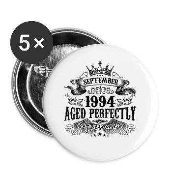 Anniversaire 1994 Septembre 1994 né en Septembre - Lot de 5 grands badges (56 mm) - blanc - Devant