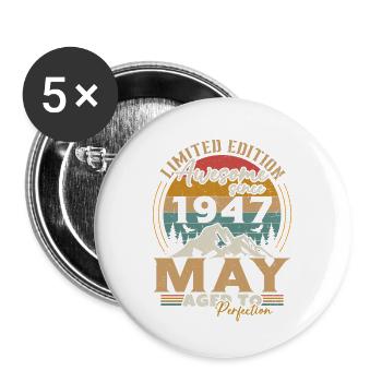 May 1947 Vintage Anniversary May 1947 - Buttons large 2.2''/56 mm (5-pack) - white - Front