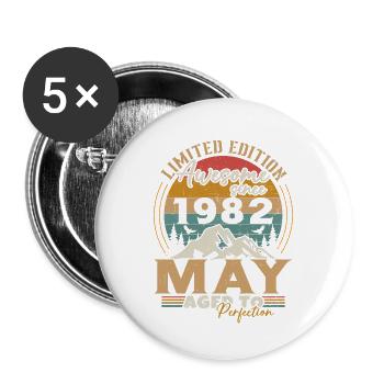 Mai 1982 Vintage Nées En Mai 1982 Anniversaire - Lot de 5 grands badges (56 mm) - blanc - Devant