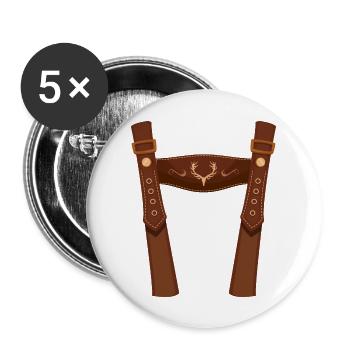 Ersatz Lederhose T-Shirt Herren Trachtenshirt - Buttons groß 56 mm (5er Pack) - Weiß - Vorne