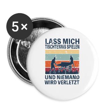 Tischtennis Retro lustiger Spruch Hobby - Buttons groß 56 mm (5er Pack) - Weiß - Vorne