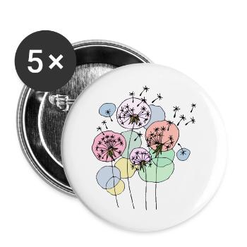 Pissenlits - Lot de 5 grands badges (56 mm) - blanc - Devant