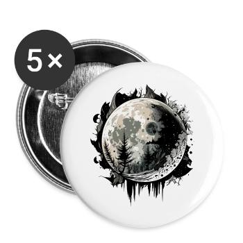 Mond Farbtropfen Schwarz Weiß - Buttons groß 56 mm (5er Pack) - Weiß - Vorne