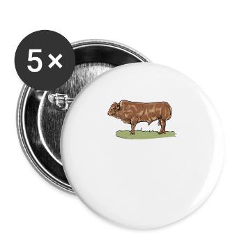 Limousin Rind I Frankreich Rinderzucht für - Buttons groß 56 mm (5er Pack) - Weiß - Vorne