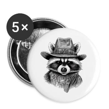 Biz Der Waschbär - Buttons groß 56 mm (5er Pack) - Weiß - Vorne