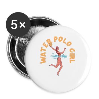 Wasserballmädchen Lustig Sport Hobby Fan Spieler - Buttons groß 56 mm (5er Pack) - Weiß - Vorne