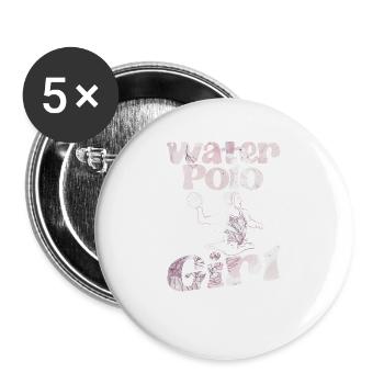 Wasserballmädchen Lustig Sport Hobby Fan Spieler - Buttons groß 56 mm (5er Pack) - Weiß - Vorne