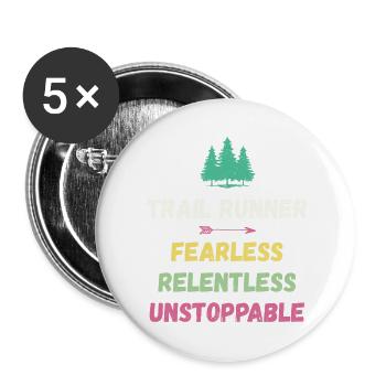 Trail Runner - Intrépide. Implacable. Imparable. - Lot de 5 grands badges (56 mm) - blanc - Devant