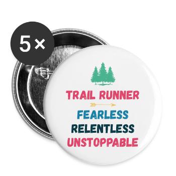 Trail Runner - Intrépide. Implacable. Imparable. - Lot de 5 grands badges (56 mm) - blanc - Devant