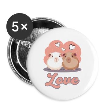Meerschweinchen Liebe Love - Buttons groß 56 mm (5er Pack) - Weiß - Vorne