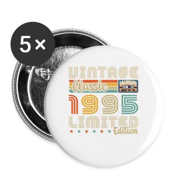 1995 Vintage Born in 1995 Birthday Gift - Buttons large 2.2''/56 mm (5-pack) - white - Front
