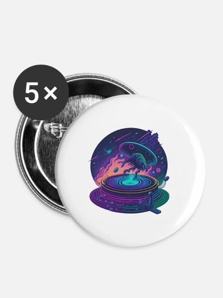 Galaktischer Plattenspieler - Buttons groß 56 mm (5er Pack) - Weiß