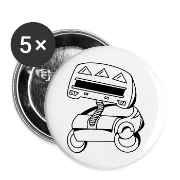 Robot satellite - Lot de 5 grands badges (56 mm) - blanc - Devant
