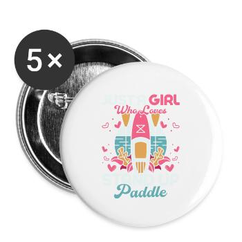 Just A Girl Who Loves Stand Up Paddle Stand Up Pad - Buttons groß 56 mm (5er Pack) - Weiß - Vorne